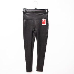 NWT Spanx Black Faux Leather Pants Leggings Size M P Mobwife Going Out Old Money